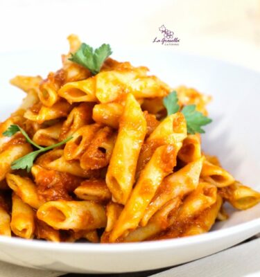 Macarrones con boloñesa de atún de La Grosella Envases compostable