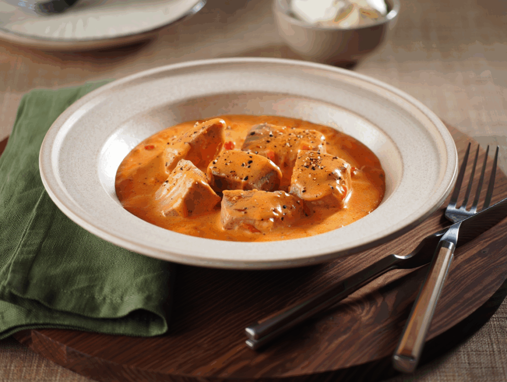 Magro de cerdo en salsa rusticana