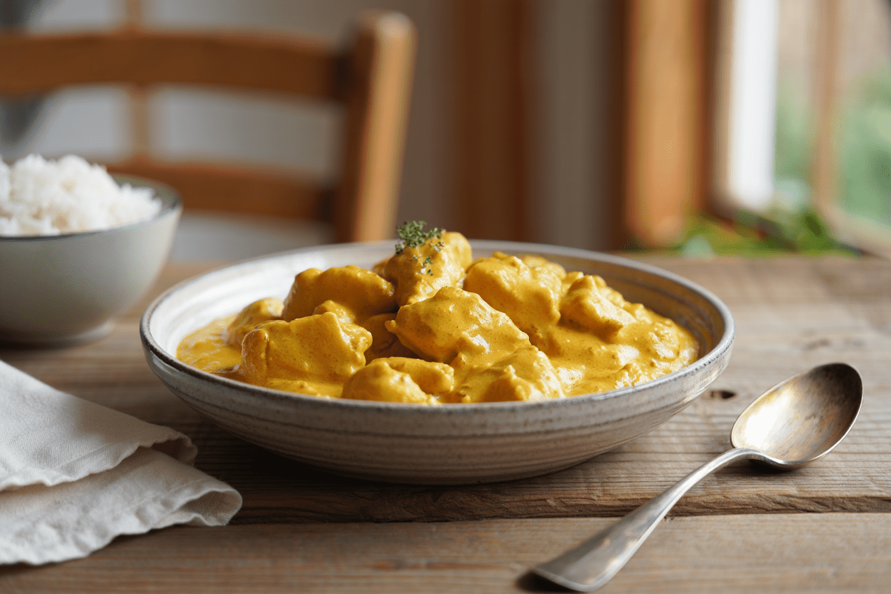 Ragú de pollo al curry amarillo y leche de coco de La Grosella