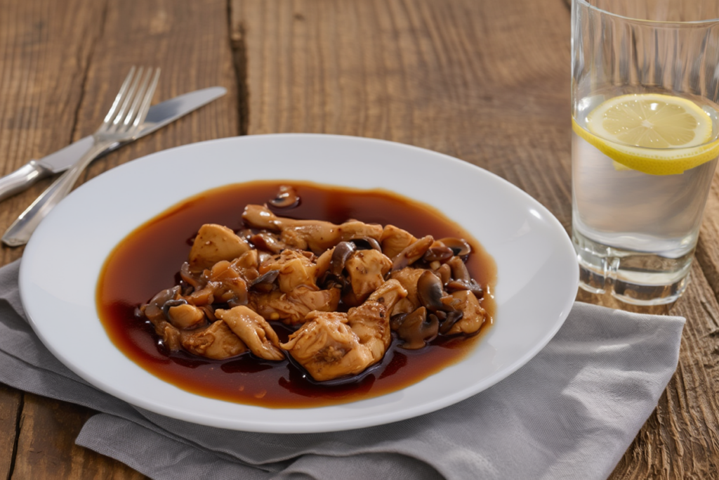 Ragú de pollo con setas y soja