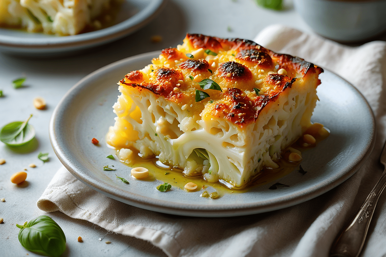 Coliflor gratinada con pesto rosso de La Grosella