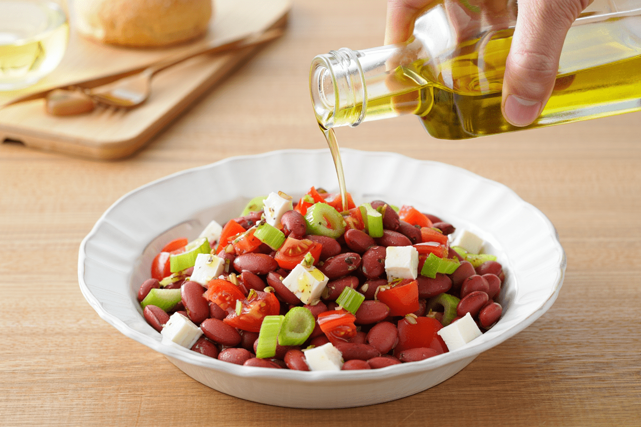 Arroz con pollo al estilo árabe Ensalada de alubias rojas con queso latino