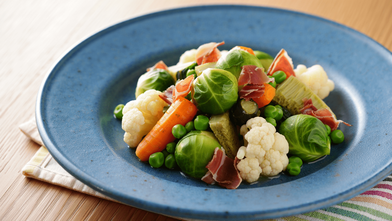 Menestra de verduras salteada con ajo y perejil Menestra de verduras salteada con ajo y perejil