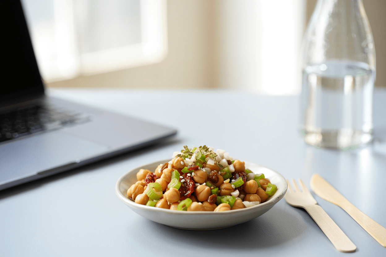 Ensalada de garbanzos con tomates secos y pasas Ensalada de garbanzos con tomates secos y pasas