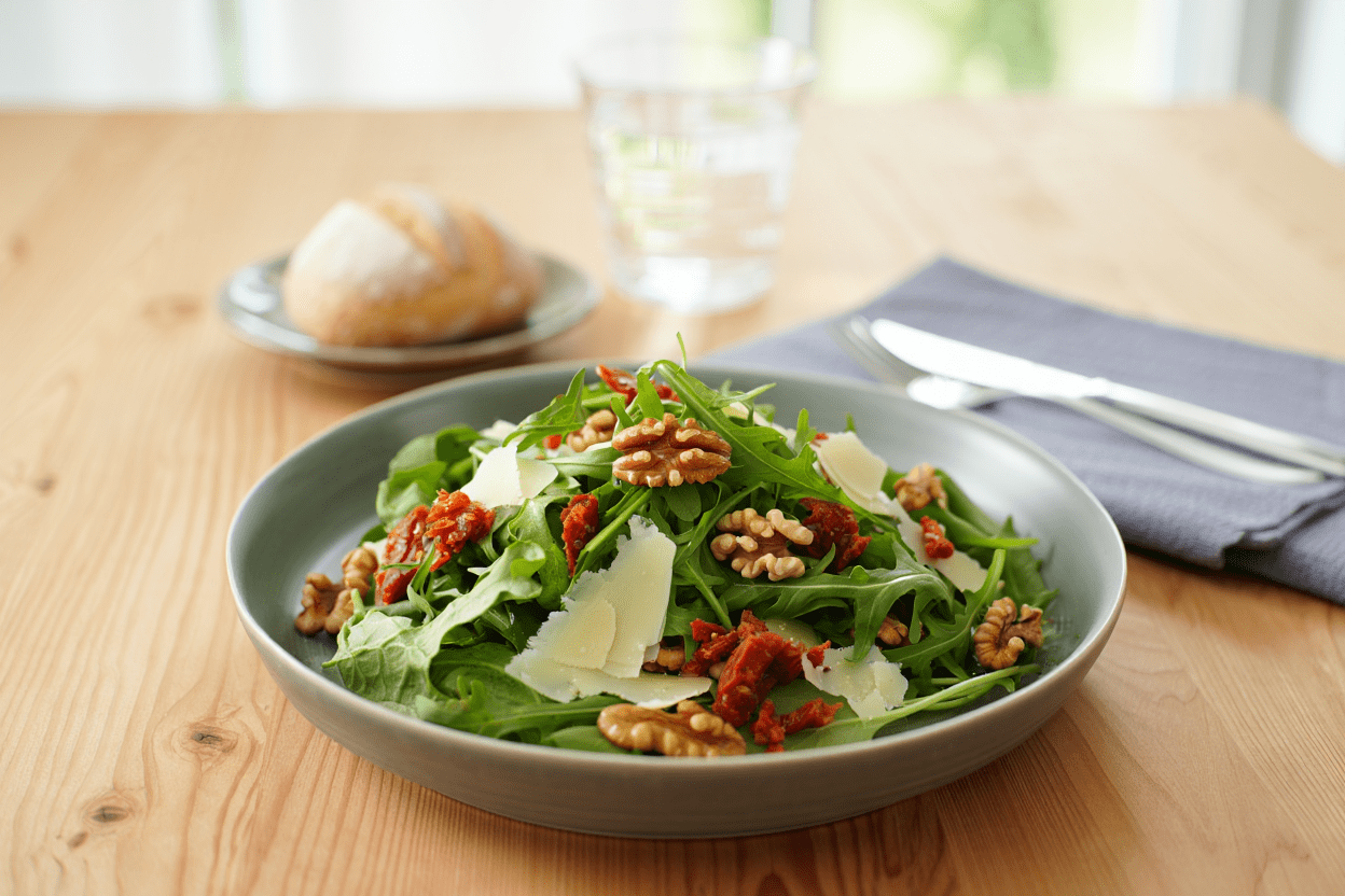 Ensalada verde con rúcula y parmesano Ensalada verde con rúcula y parmesano