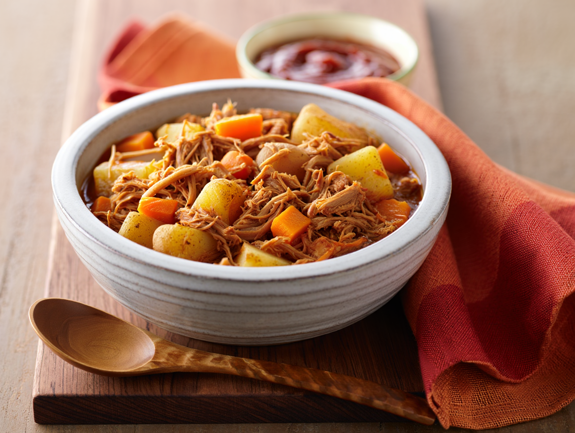 Patatas guisadas con pulled pork de La Grosella