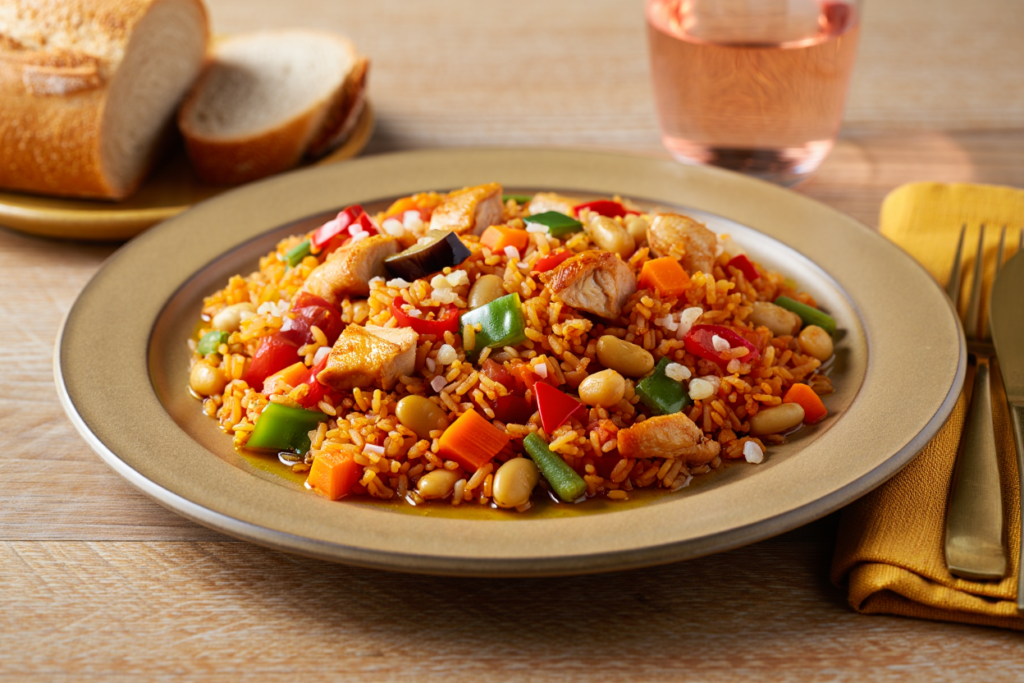 Arroz con pollo y verduras