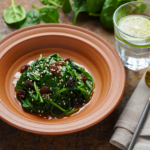 Comida a domicilio - Espinacas con pasas y sésamo
