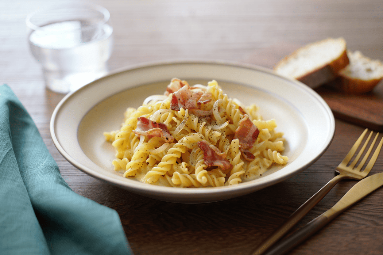 Pasta espiral a la carbonara Pasta espiral a la carbonara