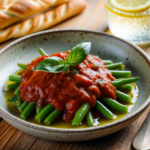 Comida a domicilio - Judías verdes con tomate y albahaca
