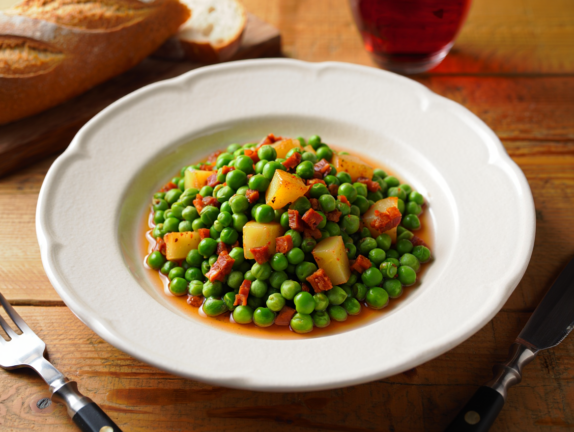 Guisantes a la gallega con chorizo y patata Guisantes a la gallega con chorizo y patata