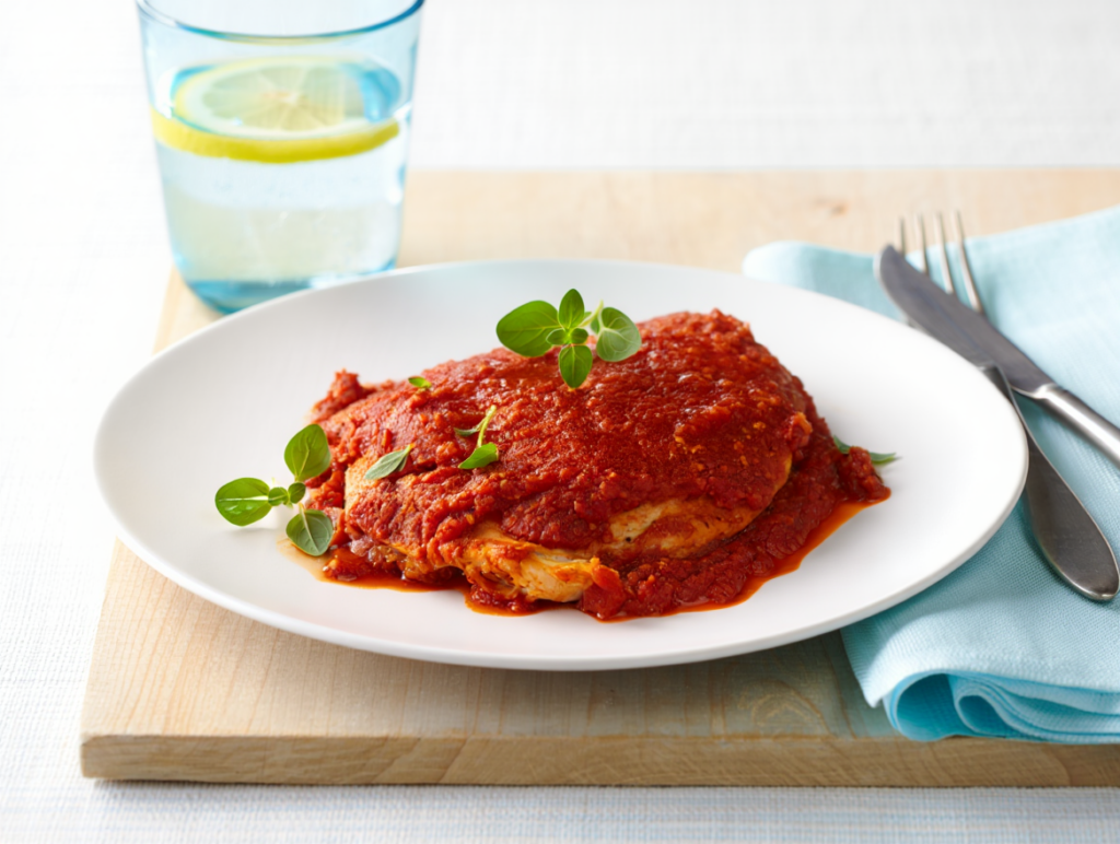 Contramuslo de pollo a la parmesana