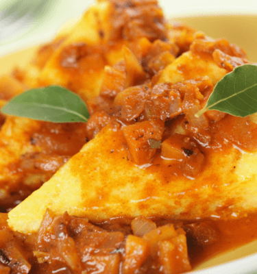 Polenta con pisto de La Grosella
