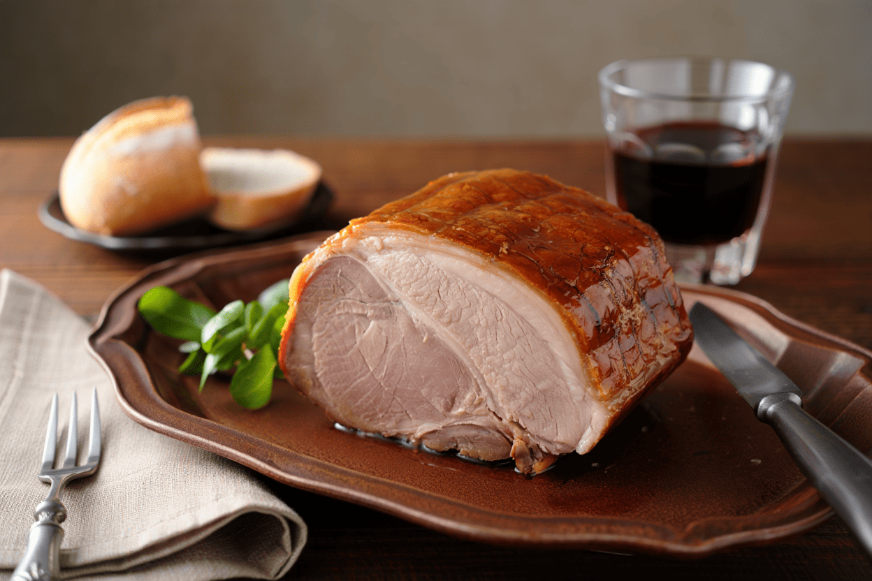 Ensalada griega de garbanzos Jamón asado loncheado