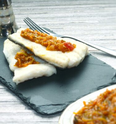 Merluza con calabacín rehogado de La Grosella