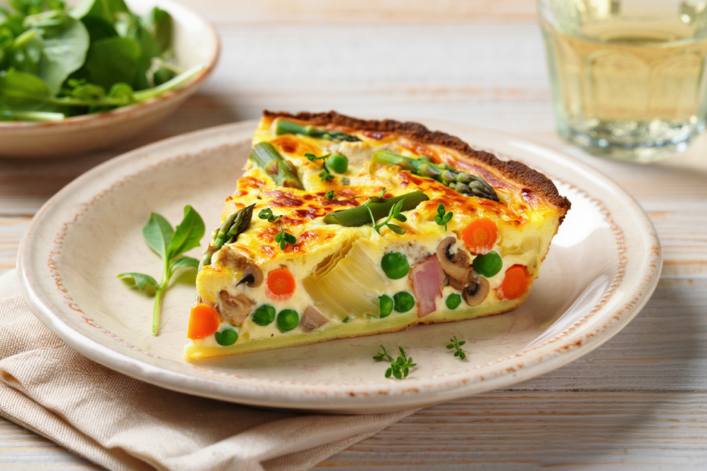 Quiche de verduras con jamón