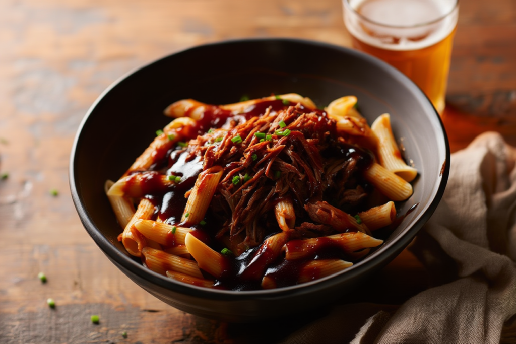 Macarrones con pulled pork y BBQ