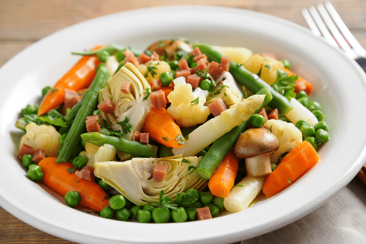 Menestra de la huerta con jamón Menestra de la huerta con jamón