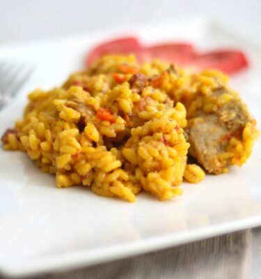 Arroz con pollo, verduras y jamón de La Grosella