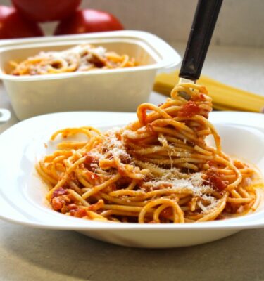 Spaguetti all´amatriciana de La Grosella