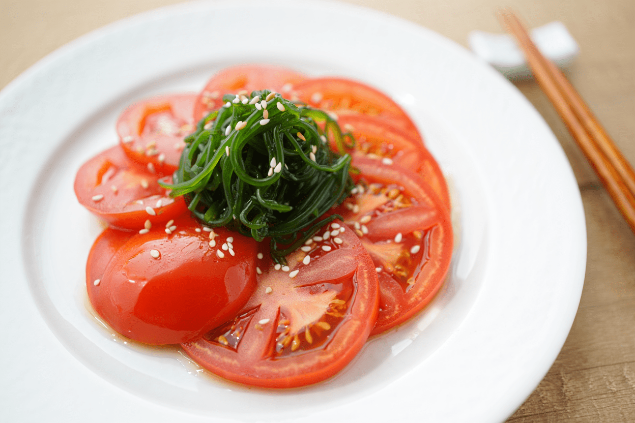 Baba ganoush Ensalada de tomate con wakame