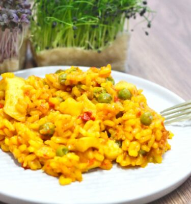 Arroz con calamares y pimientos de La Grosella