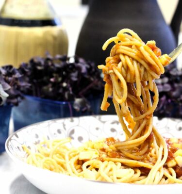Espaguetis integrales a la sorrentina de La Grosella