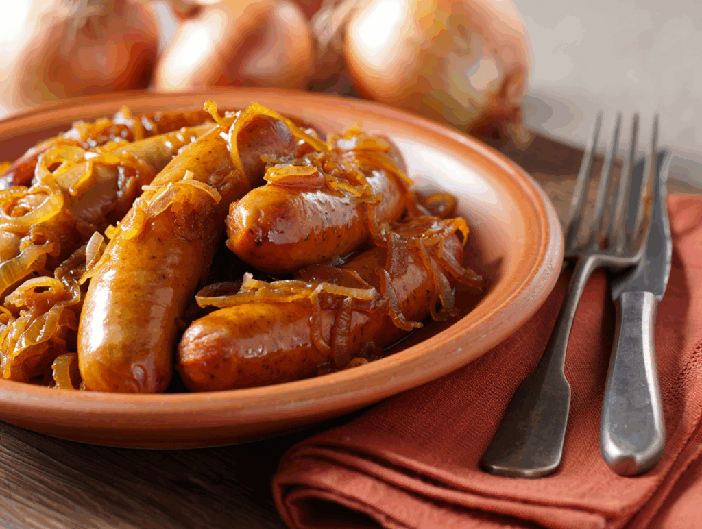 Longanizas frescas de pavo y pollo con salsa de verduras