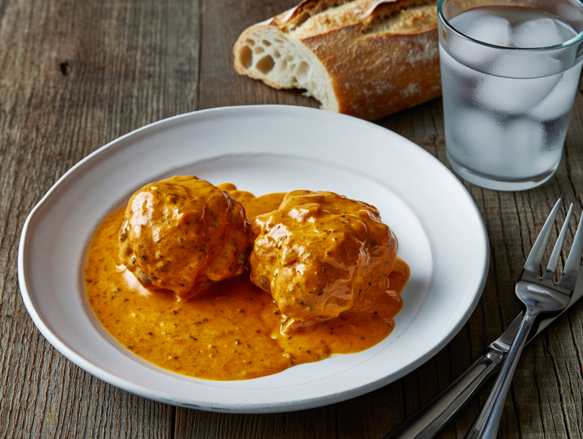 Caldereta de marisco y cazón Albóndigas de pollo con salsa chipotle