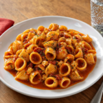 Comida a domicilio - Pasta tiburón con salsa calabrese
