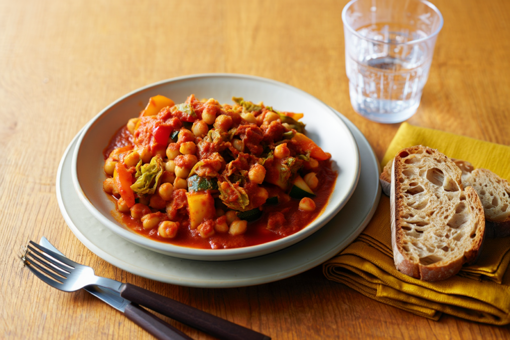 Ragú de garbanzos  con verduras de la huerta