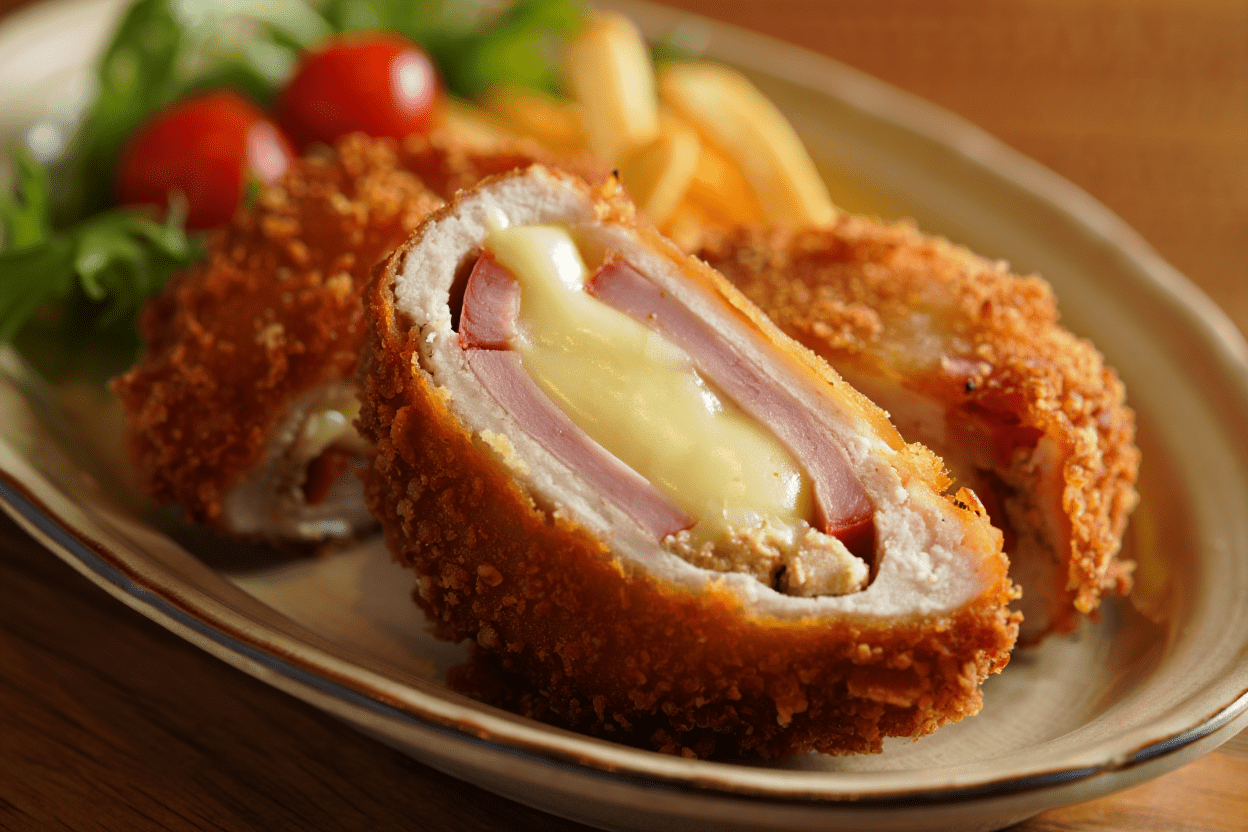 Jamoncitos marinados con salsa barbacoa Cachopo de cerdo con jamón york y queso