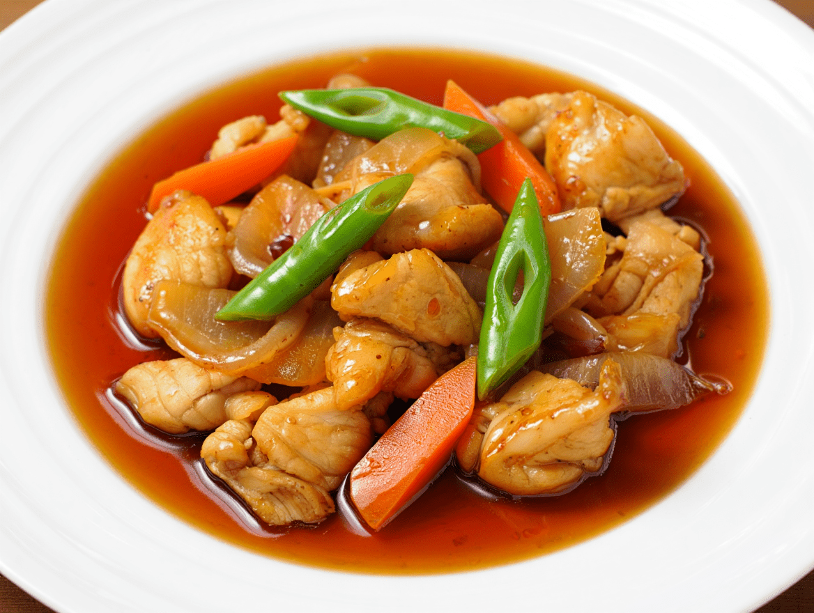 Ragu-de-pollo-con-salteado-de-verduras-y-salsa-de-soja-de-La-Grosella