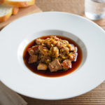 Comida a domicilio - Tiras de cerdo salteadas con soja y puerros