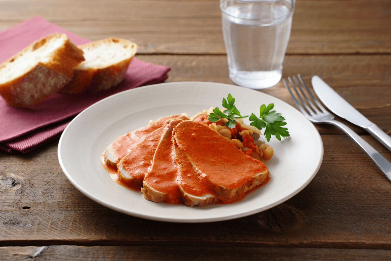 Arroz de pueblo Lomo en salsa rusticana