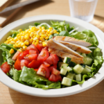 Comida a domicilio - Ensalada iceberg con pollo kebab y maíz