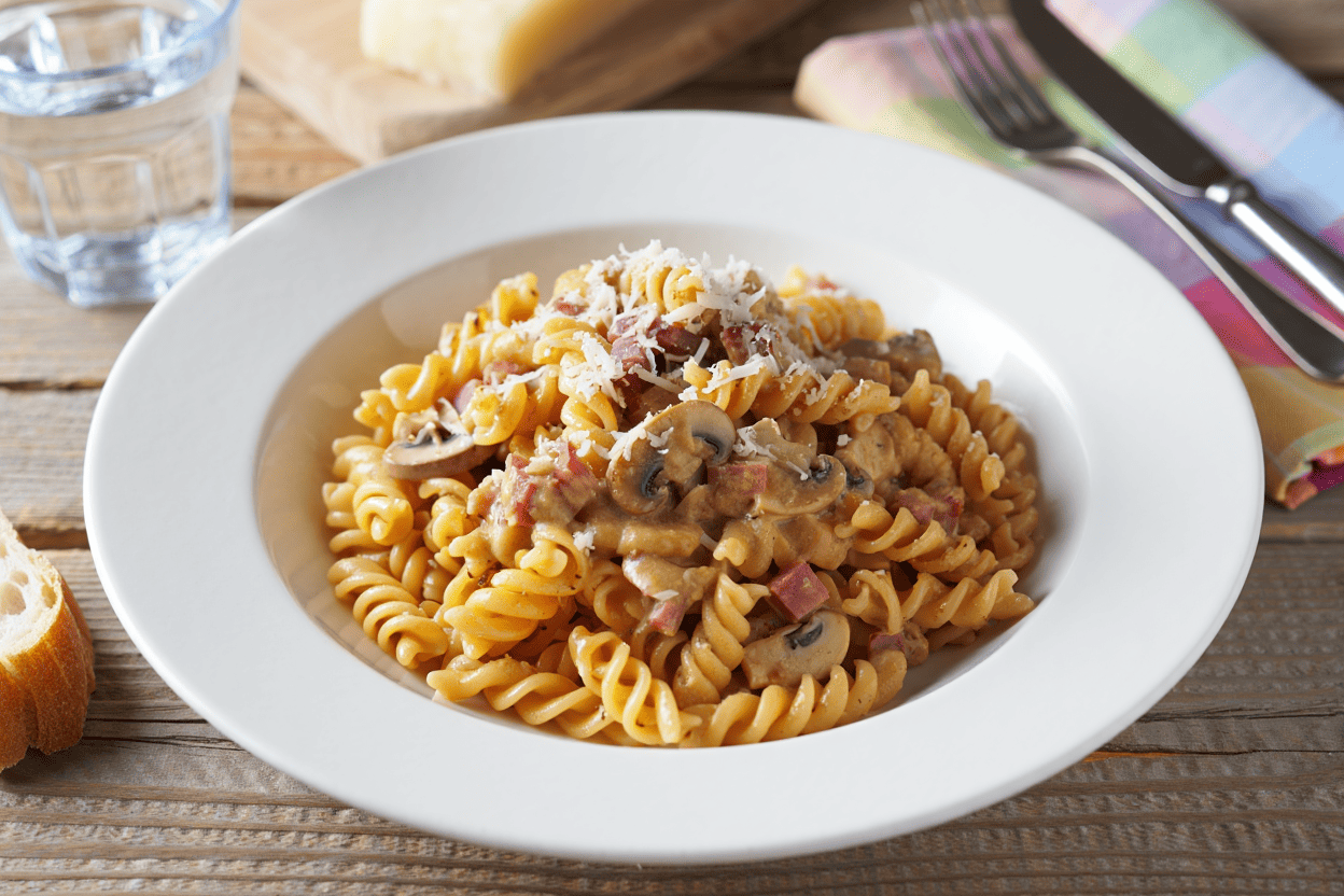 Arroz indonesio Pasta espiral con salsa Caruso