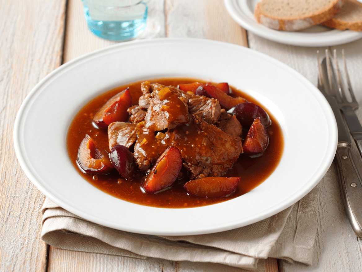 Cerdo guisado con ciruelas de La Grosella