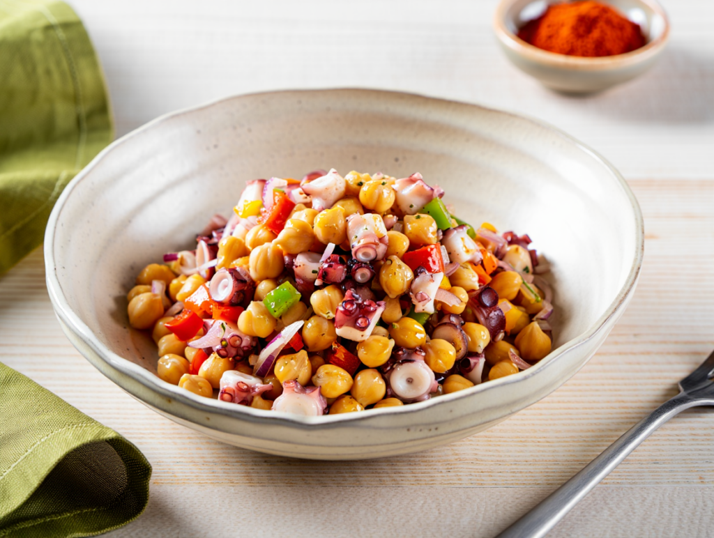 Ensalada de garbanzos con pulpo