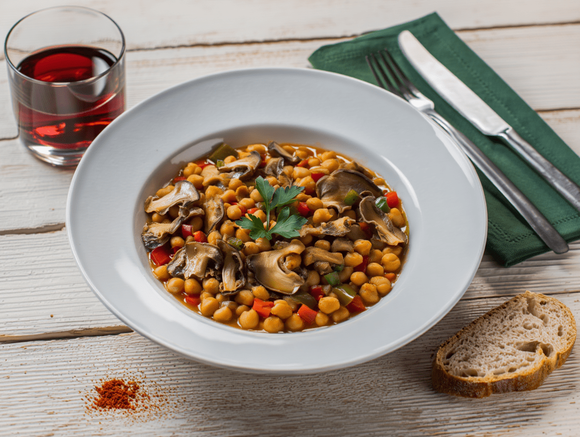 Arroz chaufa peruano Potaje de garbanzos con setas