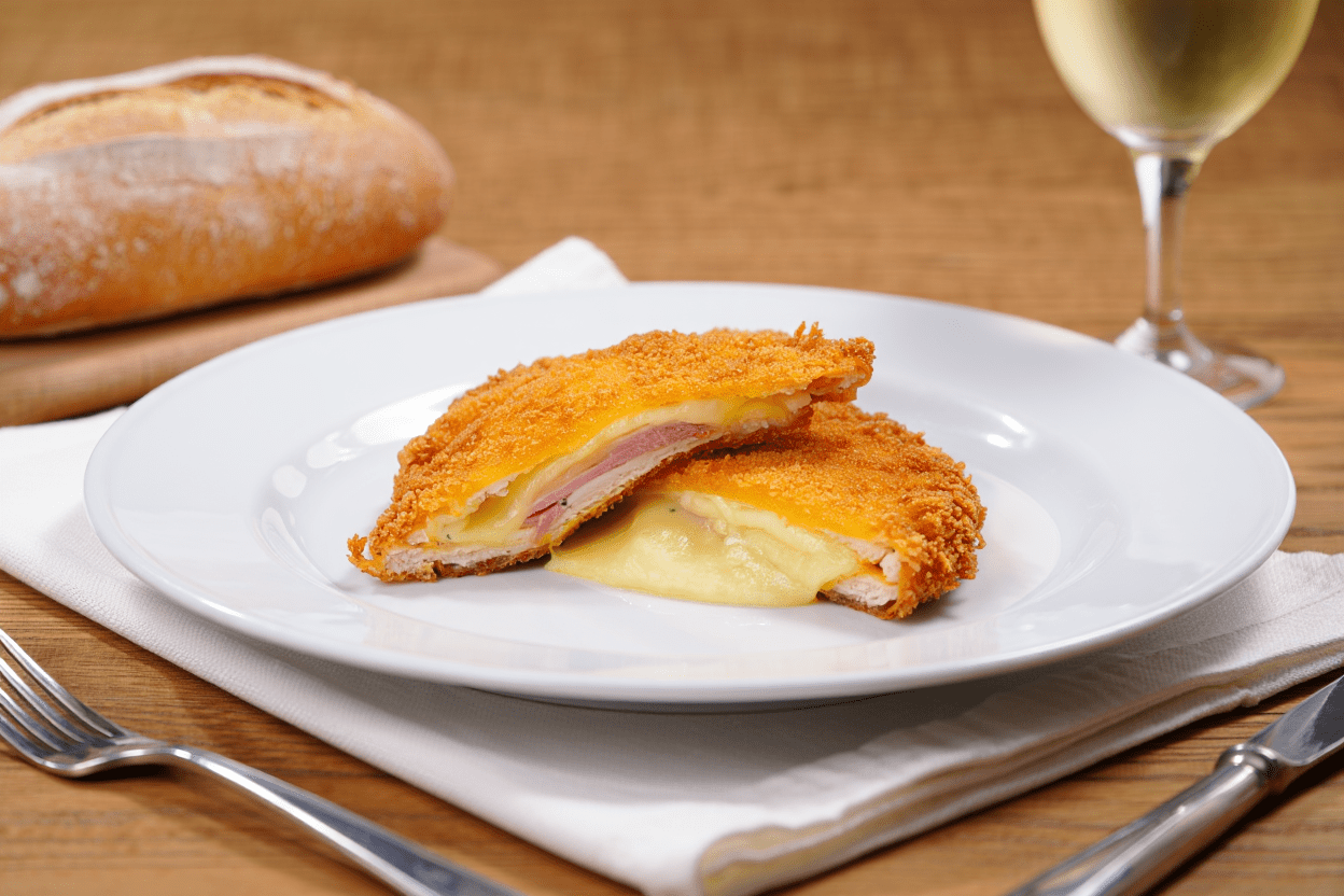 Cachopo de pollo relleno de jamón york y queso de La Grosella