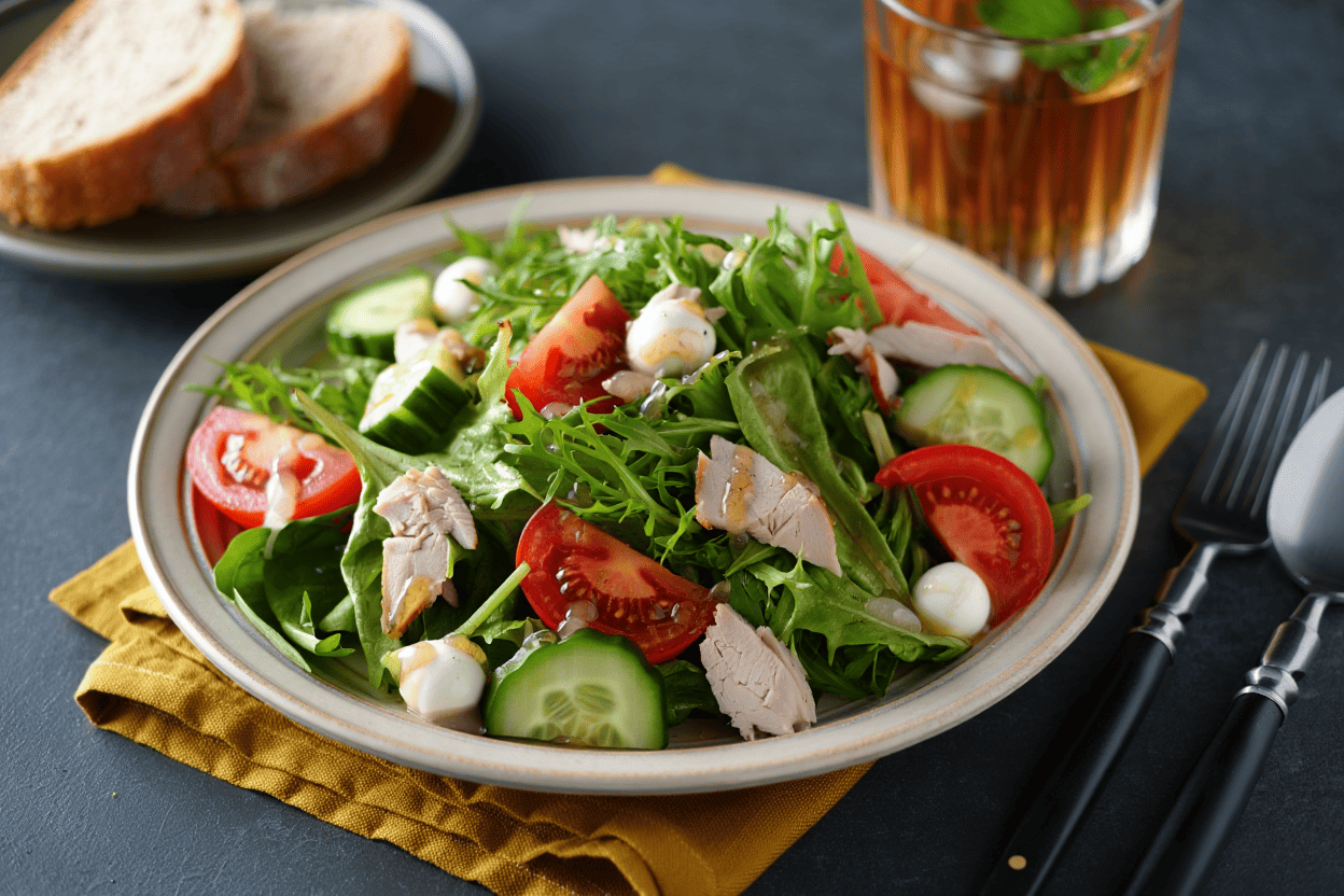 Ensalada verde con pavo y pepino de La Grosella (1)