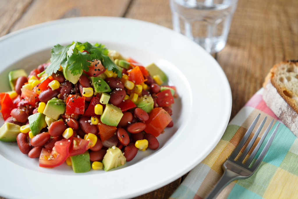 Ensalada de alubias pintas con aguacate