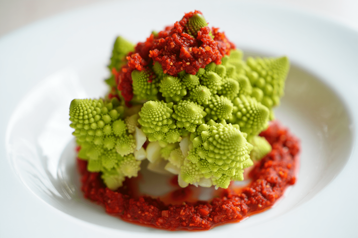 Romanesco con pesto rosso Romanesco con pesto rosso