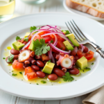 Comida a domicilio - Ensalada de alubias pintas con pulpo y aguacate