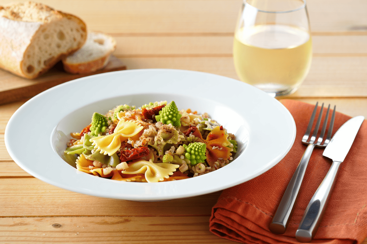 Ensalada de pasta con lacón y romanesco Ensalada de pasta con lacón y romanesco