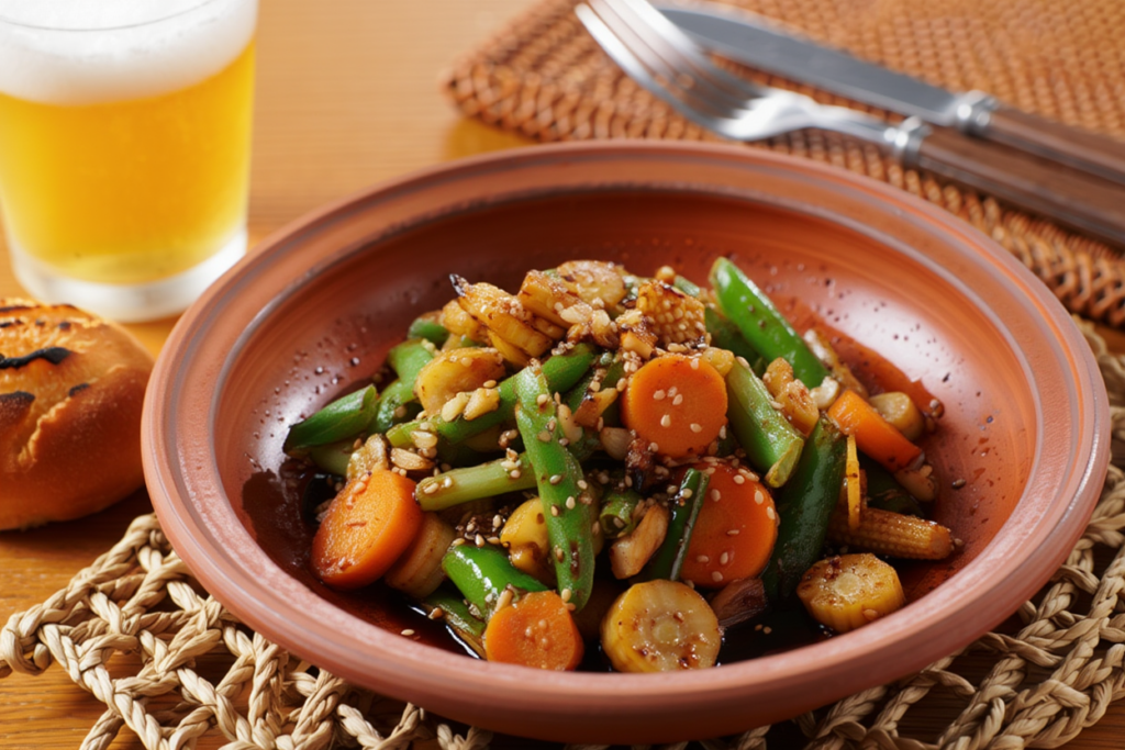Wok de verduras con toques asiáticos