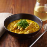 Comida a domicilio - Cerdo al curry amarillo con leche de coco y nata