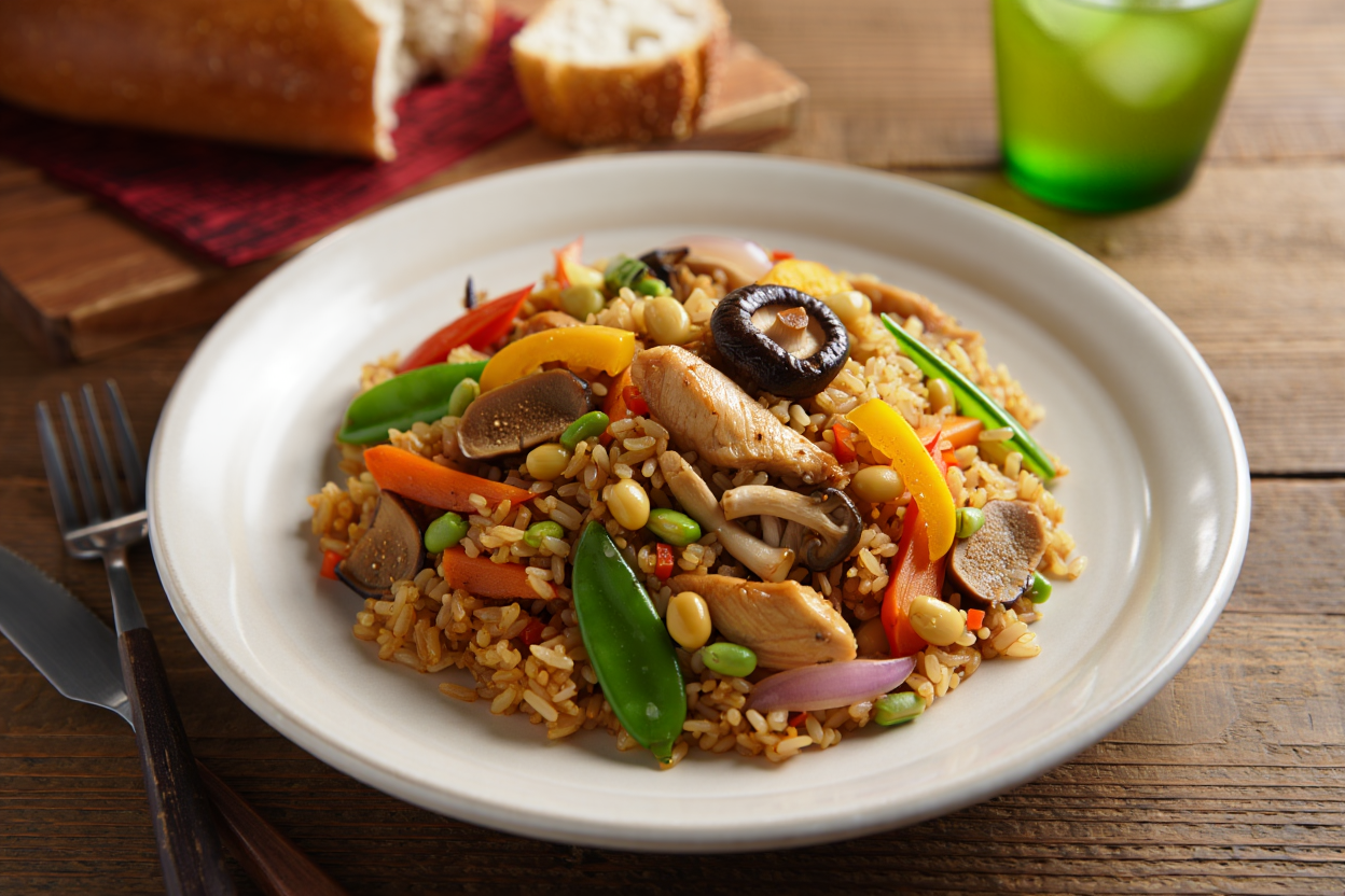 Arroz asiático con pollo de La grosella