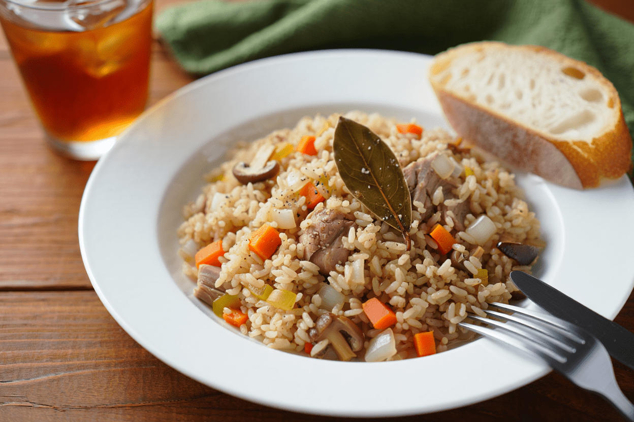 Arroz con cerdo y champiñones Arroz con cerdo y champiñones